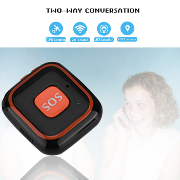Mini GPS Tracker Locator Børn Personlig SOS Alarm APP Tracking (Sort)