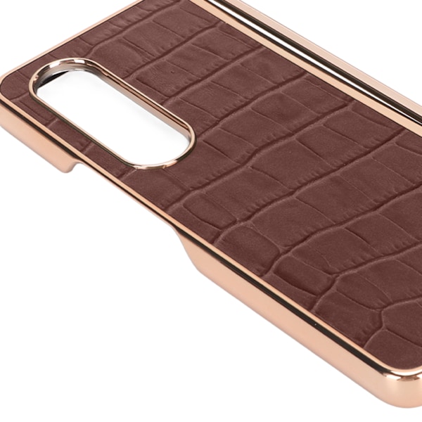 Telefonskal skyddande fodral för Samsung Galaxy Z Fold 4 Nano Plating Krokodil mönster äkta läder reptåligt brunt