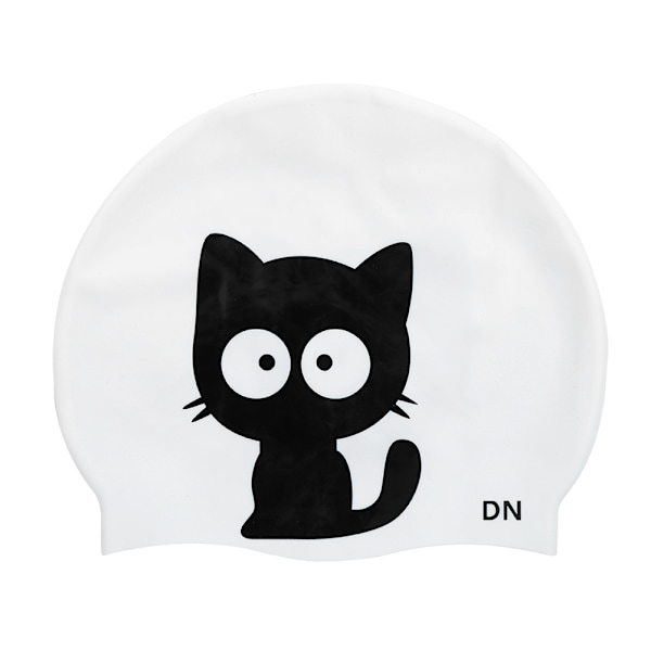 Unisex Cartoon Børn Universal Sød Silikone Høj Elasticitet Sports Svømmehætte(Kat)