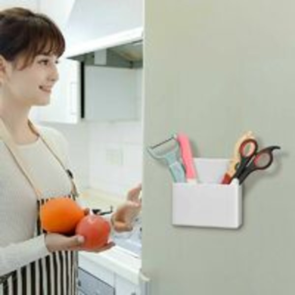 Magnetisk markørholder, magnetisk opbevaringsboks blyantholder til whiteboard, skoleartikler, køleskab, skrivebord, skab og magnetisk overflade, hvid