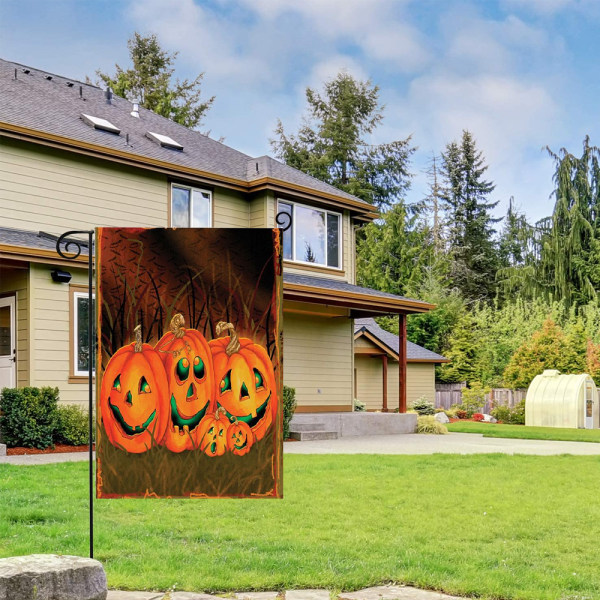 Burlap Vertikal Dobbeltsidet, Trick or Treat Have Flag Vertikal