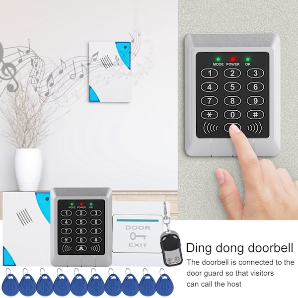RFID-tangentbordsåtkomstkontrollsystem Kit Dörrlås 125KHz EM-kort för dörrinträde