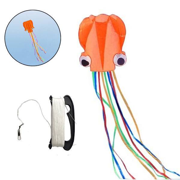 Ohjelmisto Octopus Flyer Kite pitkällä värikkäällä hännällä lapsille, 4 metriä pehmeä mustekala leija + 30 metriä nuudelilevy
