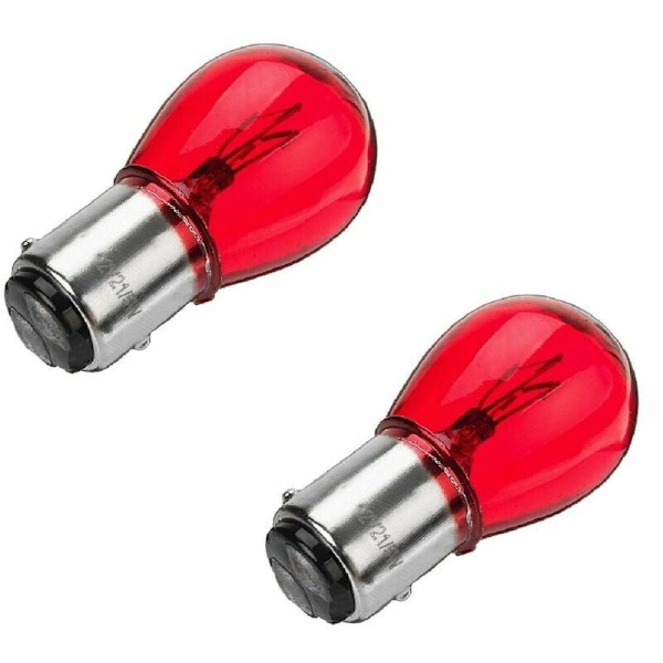 2x pære 12V 21/5W BAY15D rød baklys bremsebil traktor