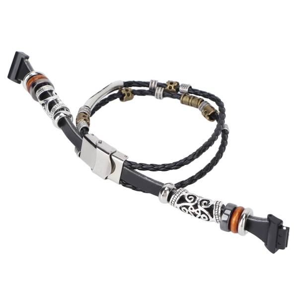 Lærperle armbånd håndleddsstropp Retro flettet armbåndserstatning for Fitbit Inspire