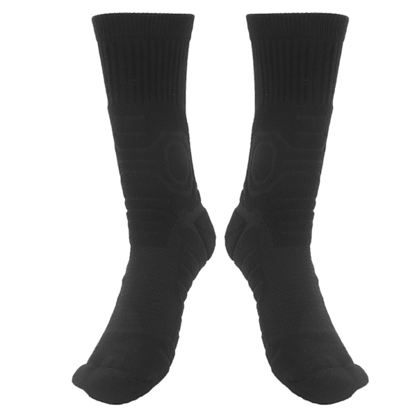 1 par sports Antislip sokker åndbar basketball fodbold atletisk beskyttelse sokker (sort)