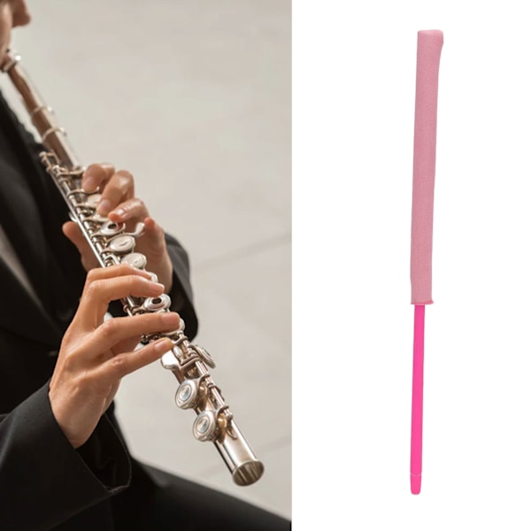 Flöjtrengöringsstav med integrerad trasa - Tillbehör för träblåsinstrument - Rosa