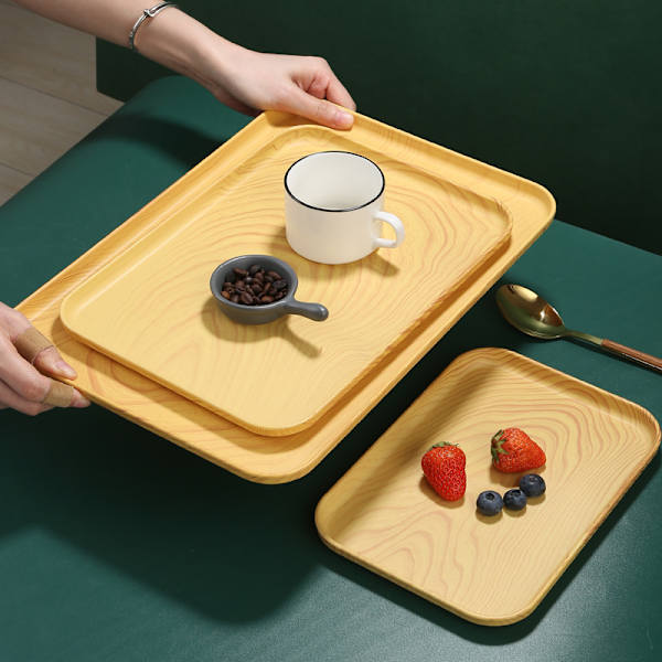 Plastbrett i eikemønster, brett for husholdningstekopper, hveteplate