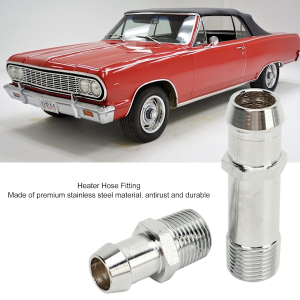 Varmeslangefitting 9514 rustfrit stålslangekonnektor erstatning til Chevy Chevelle Camaro Nova 1964 til 1979