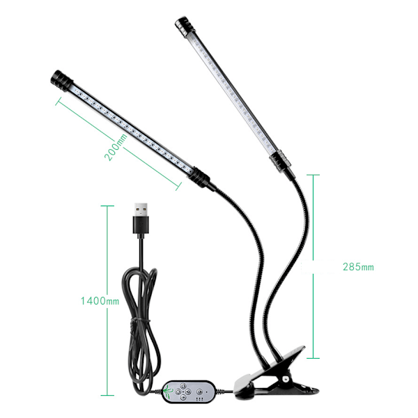 Energibesparande växtlampor, automatisk PÅ AV flerriktad fullspektrum växtlampa för inomhusväxter, flexibel svanhals, 30W 80LED (Växtlampor)