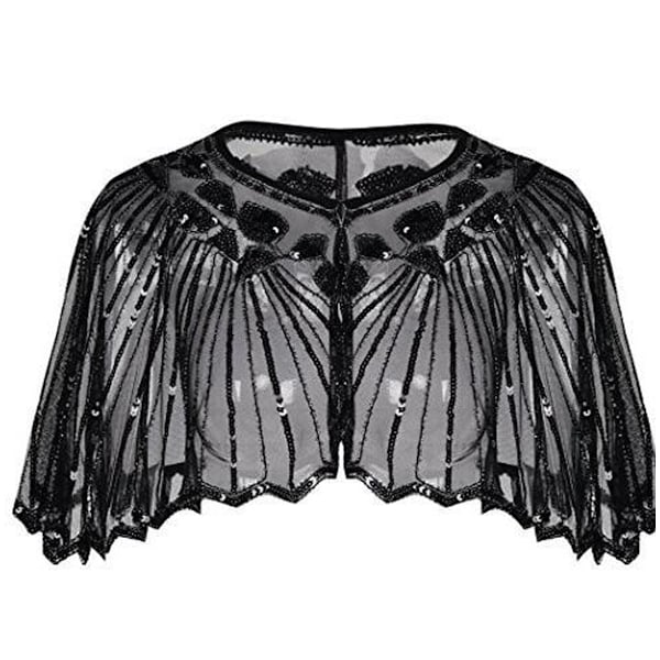 Women's 1920s Shawl Wraps Beaded Sequin Cape Evening Cover-up for Cocktail, Prom, Evening, Events, Christmas, Dance