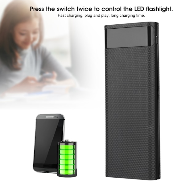 Lätt 8 x 18650 Batterilagringsbox DIY Bärbar Powerbank Jacking Tillbehör Svart