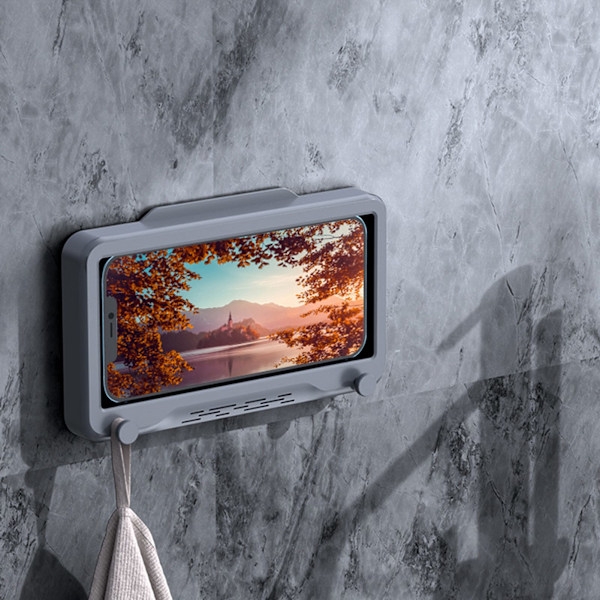 Wall Mount Phone Holder Waterproof Touch Screen Phone Case Stand for Bathroom Kitchen Mirror Bathtub