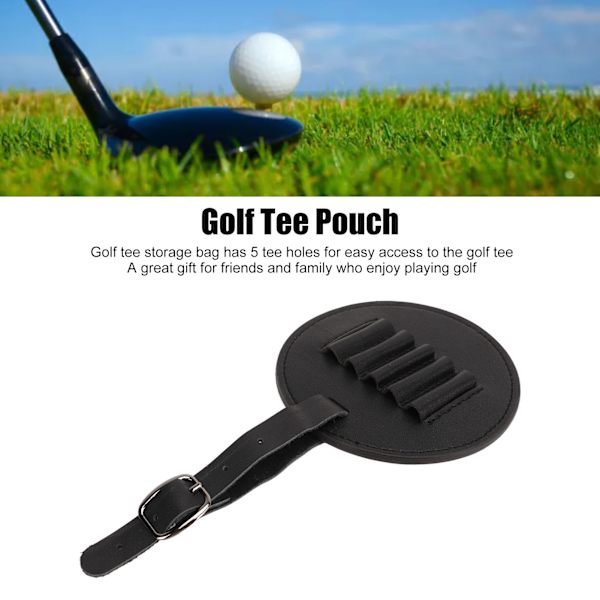 Golf Tee Hållare Organizer Bärbar PU Läder Golf Tee Förvaringsväska för Golfare Män Kvinnor Svart