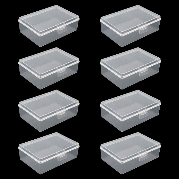 Små plastförvaringslådor med lock, 93 x 66 x 32 mm, minirektangulär transparent förvaringsbehållare för förvaring av småsaker som