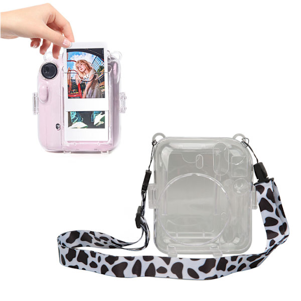 Instax Mini 12 Ku Mønster Kamera Etui Kit Skulderstropp Klistremerke Kamera Etui Holdbart Kamera Beskyttende Klart Etui