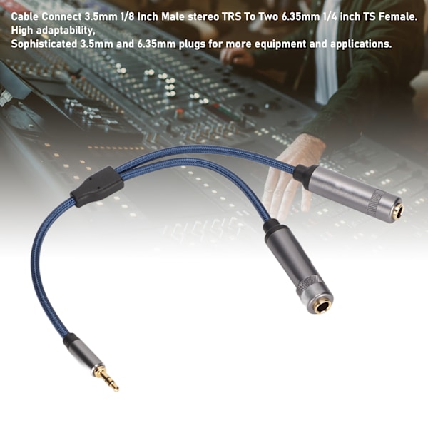 3,5 mm til 2 x 6,35 mm kabel Han Stereo TRS til Hun TS Y-splitter kabel til PC 0,3 m/1 fod