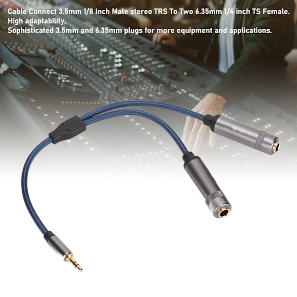 3,5 mm till 2 x 6,35 mm kabel, hane stereo TRS till hona TS Y-splitterkabel för PC 0,3 m/1 fot