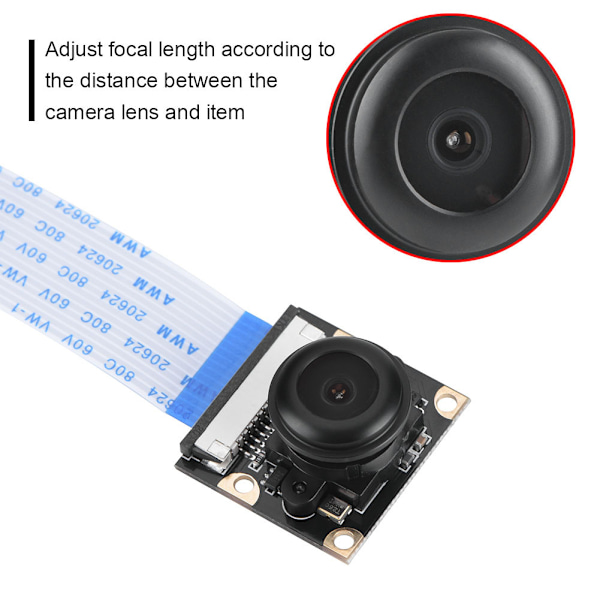 5MP laajakulma Fisheye -kameramoduulin objektiivi w  täyttövalolla Raspberry Pi 2/3/B+/Zero