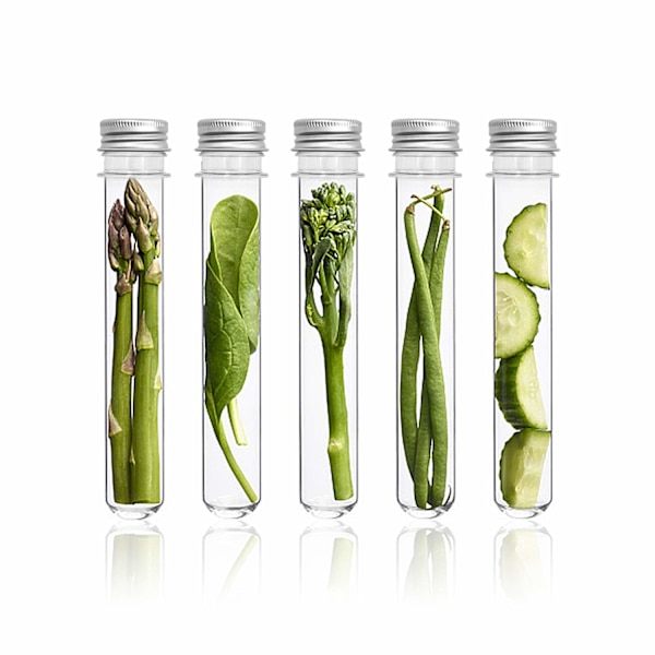 14 stk. Reagensglas i plast, 40 ml, gennemsigtige
