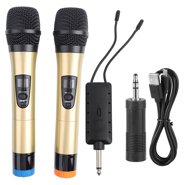 Universal VHF trådløs håndholdt mikrofon med modtager til karaoke/forretningsmøde guld