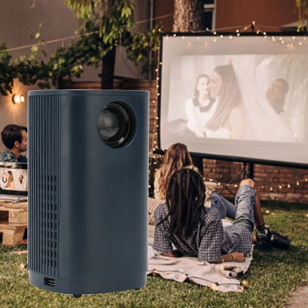 Mini Projektor 1080P 16 till 100 tum Projektion Fjärrkontroll Dubbla Högtalare Portabel Projektor för Familj Utomhus 100‑240V Blå EU-kontakt