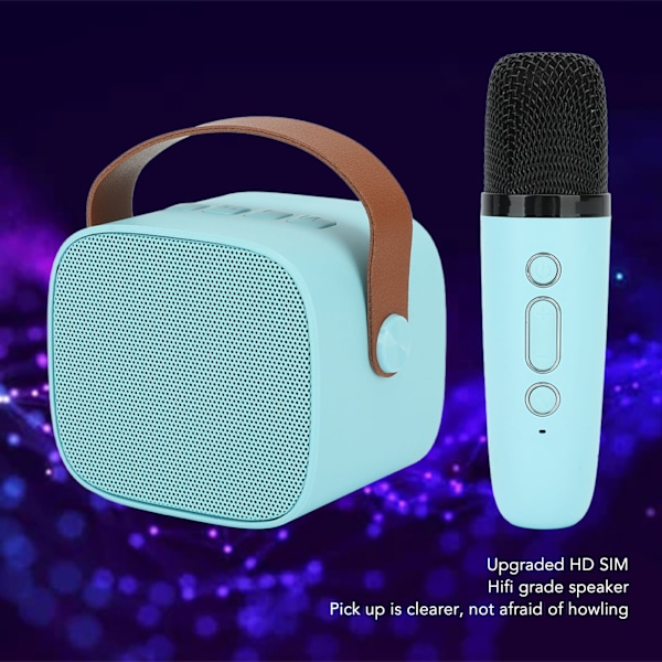 Mini Karaoke Maskin med Trådlös Mikrofon Bärbar Bluetooth Högtalare för Barn Vuxna