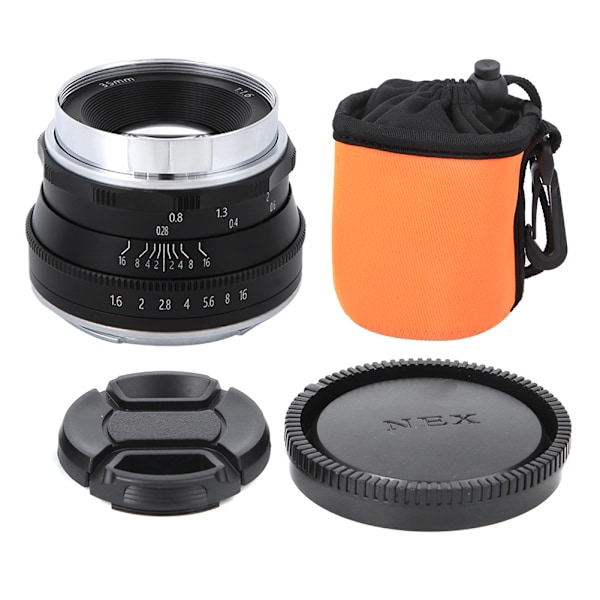 35mm F1.6 speilløst kameralinse E&amp;NEX-feste for Sony A5000 A6000 A6300 A6500 A7 A7R A7II A7RII (svart)