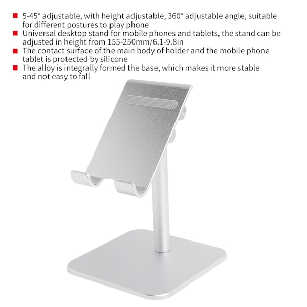 Mobiltelefon Stativ Desktop Højdejusterbar Holder AntiSlip Stativ til Telefon Tablet