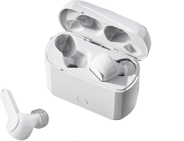 Bluetooth-hörlurar, magnetiska, trådlösa, laddningsbox, kompatibla med Bluetooth (vit)