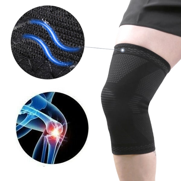 Knäskydd med Anti-Slip Gelgrepp, Andningsbart Material Knäskydd för Män & Kvinnor, Ledsmärtlindring Aktiv Kompression (XL)