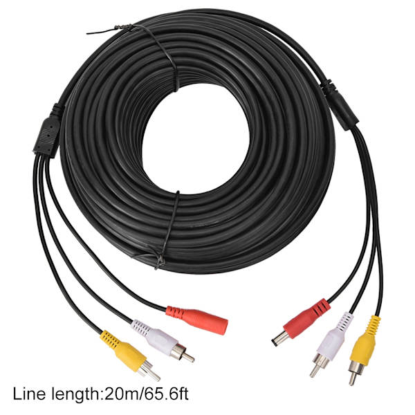 3 in 1 jatkojohto Audio/Video virtajohto CCTV-autokameraan, taustapeiliin (20m)