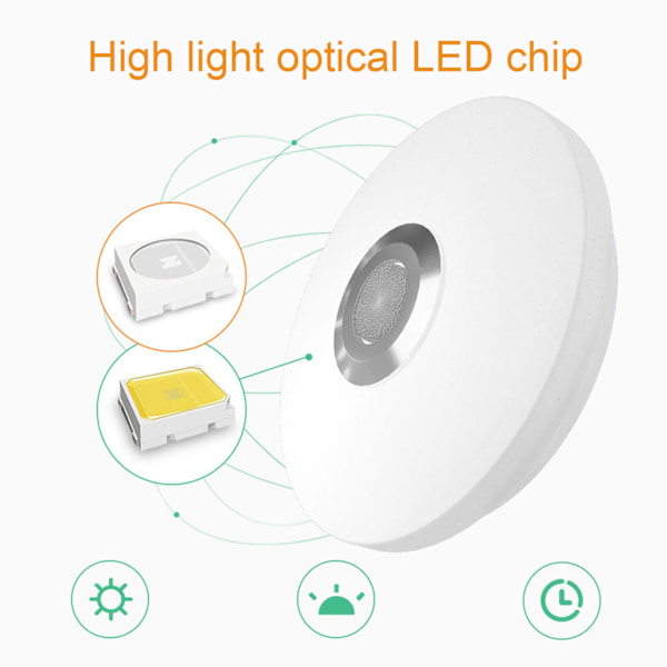 RGBW Taklampa, Integrerad Bluetooth-högtalare, App-styrd belysning med vattentät design för sovrum, barnrum, festdekoration, Smart LED-lampa