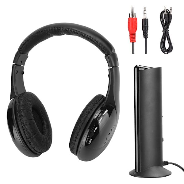 5 i 1 FM trådlöst headset inbyggd mikrofon hörlurar headset med laddningsstativ