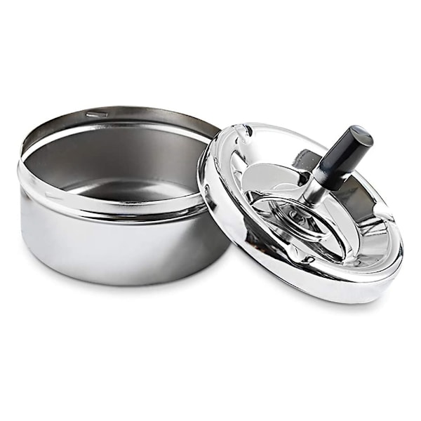 Modern Askkopp, Nedtrycknings- och Snurrdesign, Högkvalitativt Rostfritt Stål, Metalliskt Svart, Lättrengjord Snurrbricka för Inomhusbruk, Stilfullt Tillskott