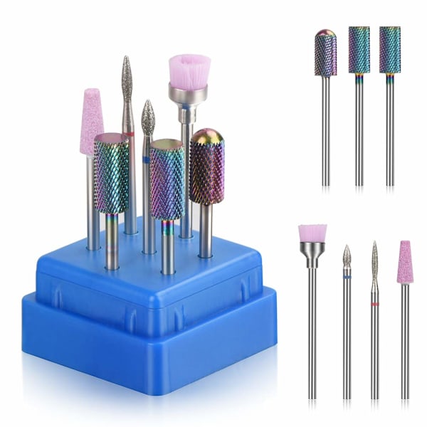 7 stk negleboremaskiner for akrylnegler - 3/32 elektrisk neglefil