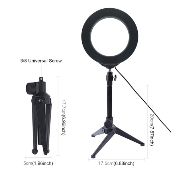 PULUZ PKT3032 Mobiltelefon Live Selfie Lampe 3 Farve Belysning Justerbar 40 LED Ring Fyldelys