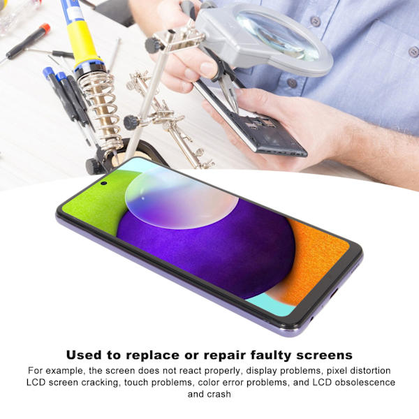 Touchskärm för Galaxy A52 4G 6,5 tum OLED-skärm med fingeravtryckssensor och reparationsverktyg för A536 SM A525F