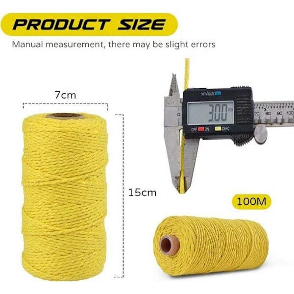 Färgad Makramésnöre för Väggbonader, Naturligt Bomullsrep, Mjukt och Hållbart Makramématerial, 3 mm x 100 m, Perfekt för DIY-hantverk, Tvinnat Bomullsrep