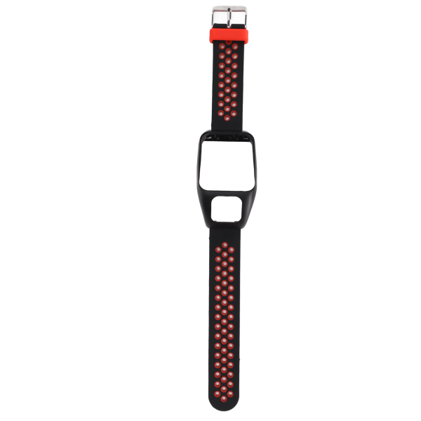 Älykellon ranneke Silikoni Rannekoru Kaksiväri Pin Soljella TOMTOM Runner3 Adventurerille (Musta Punainen)