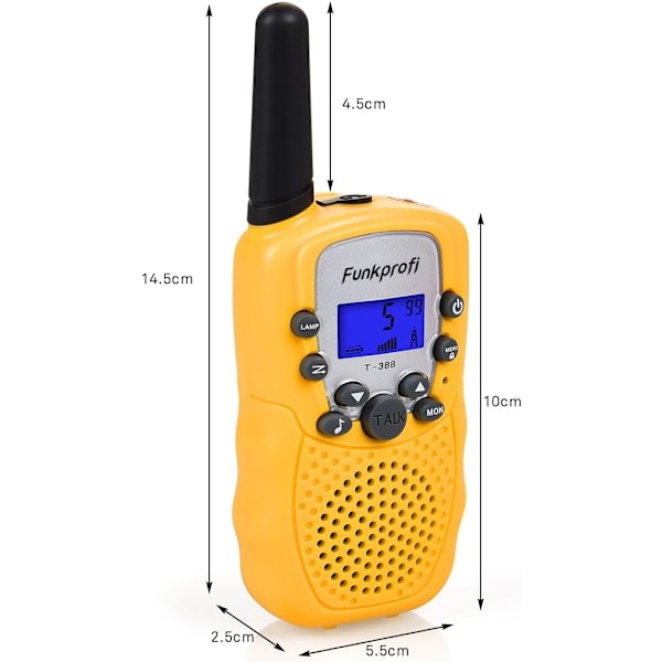 Håll Kontakten: Barnens Walkie Talkies med Ljusgul Färg, Lättanvända Funktioner och Säkert ABS-Material, Perfekt för Vardagsäventyr