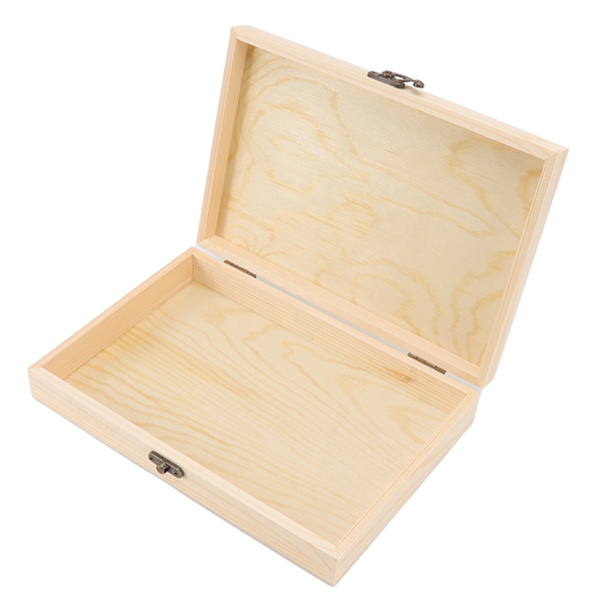 Træ Cigar Humidor Rektangulær Fyrretræ Rustik Stor Kapacitet DIY Cigar Opbevaringsboks med Låg til Te Kalligrafi Cigarer