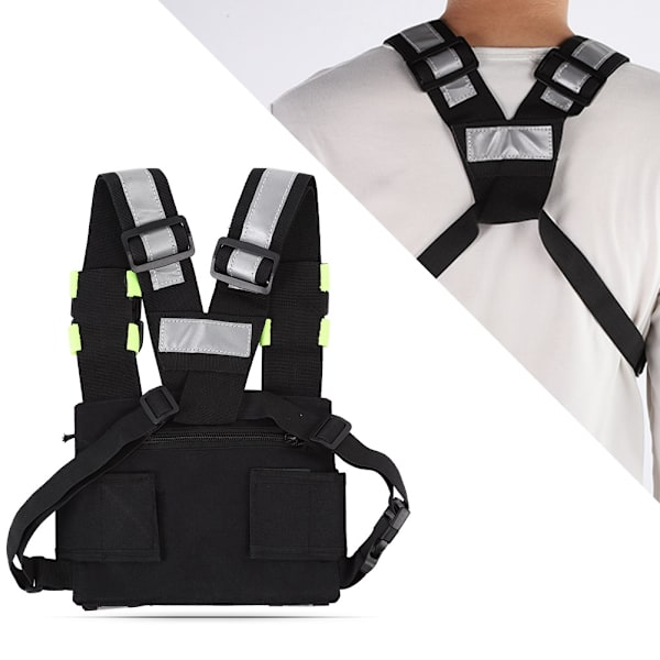 Gul Reflekterende TYT Radio Taktisk Sele Front Pack Vest Bryst Taske Pung Til Walkie Talkie