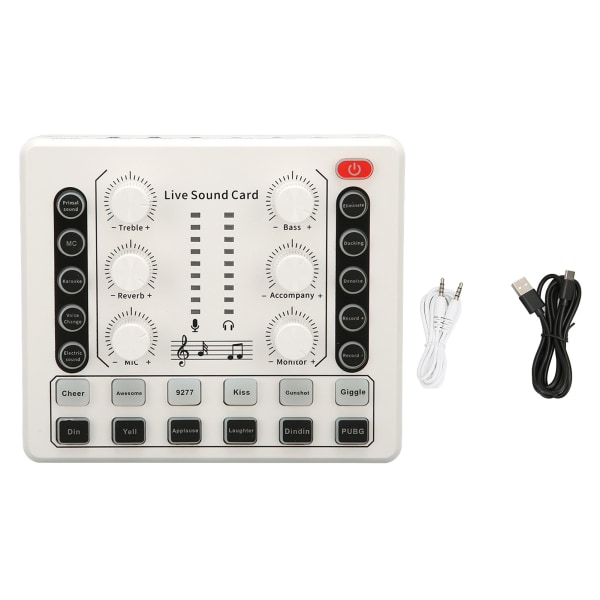 Live Sound Card med flere lydeffekter Stemmeændring Mini Sound Mixer Board til Live Streaming Home KTV