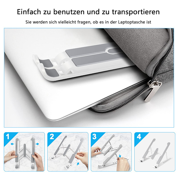 Högkvalitativt Laptopställ i Aluminiumlegering, Justerbart Laptopstativ för 10-15,6\" Laptops och Surfplattor, Ergonomisk Design med Halkfri Silikonplatta och