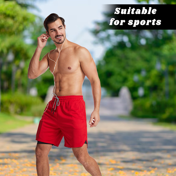Löparshorts för män 5-tums Casual Raka Shorts för Utflykter Daglig Snabbtorkande Fitness Andningsbara Shorts