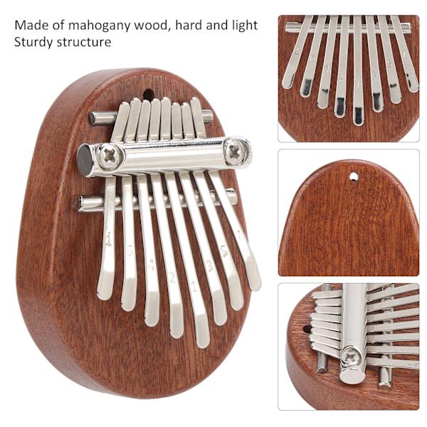 8 Tone Kalimba Tommelfingerklaver C Nøgle Mini Bærbar Mahogni Musikinstrument Legetøj Gave Oval