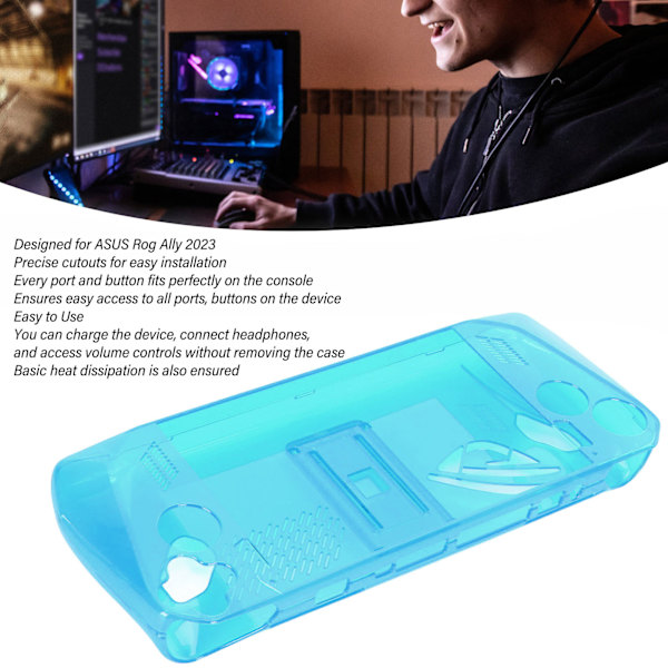 Genomskinligt spelkonsolfodral Stötsäkert halkfritt TPU-skyddsfodral med stativ för ASUS ROG Ally Handheld 2023