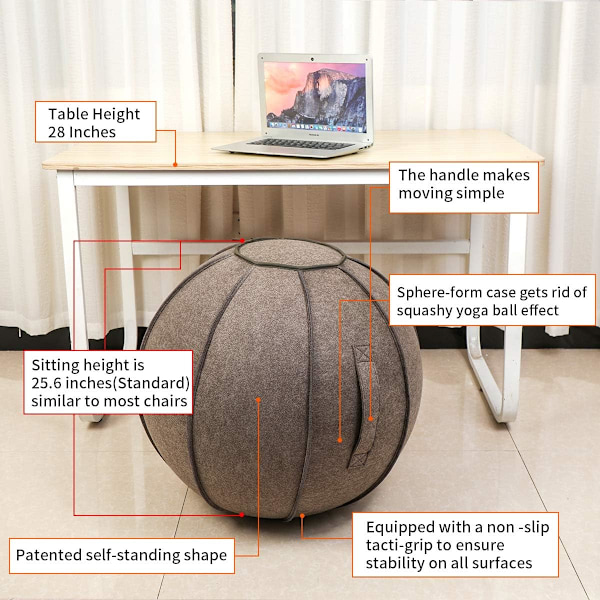 Balansboll, Yogaboll för kontor och hem, Ergonomisk sittplats med stabilitetsbollstol som stödjer förbättrad hållning och bärbar design