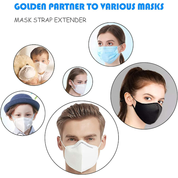 Öronskydd för Masker Klar Vit+Ljusgrå+Himmelsblå+Rosa, Tvättbara och Hållbara Silikon Öronskydd, Justerbar Maskhållare med Förlängningskrok